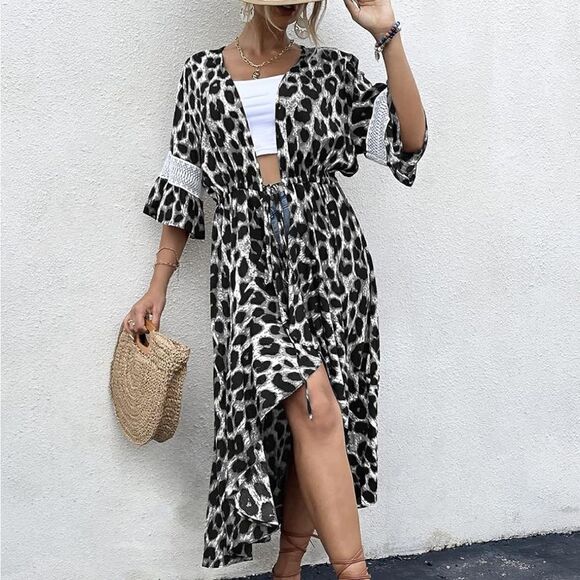 Maxi Kimono Swim Cover up Dress - Picture 4 of 5